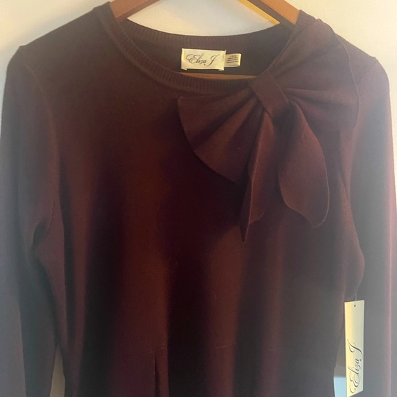 Eliza J fit and flare ribbed sweater dress, deep purple - Picture 2 of 8